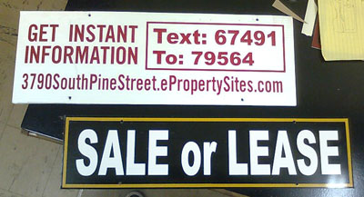 for sale sign text information additional